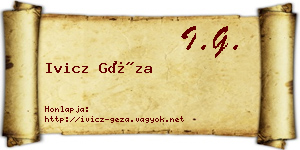 Ivicz Géza névjegykártya